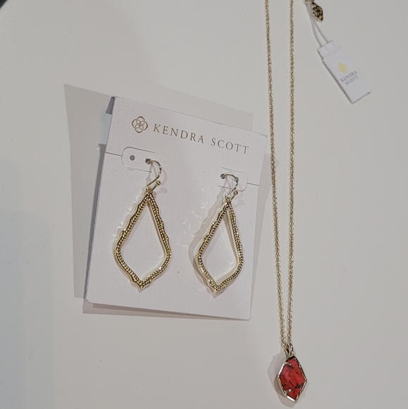 Kendra Scott Necklace & Earrings Set Bundle 14k Gold Plated over brass - Picture 7 of 9